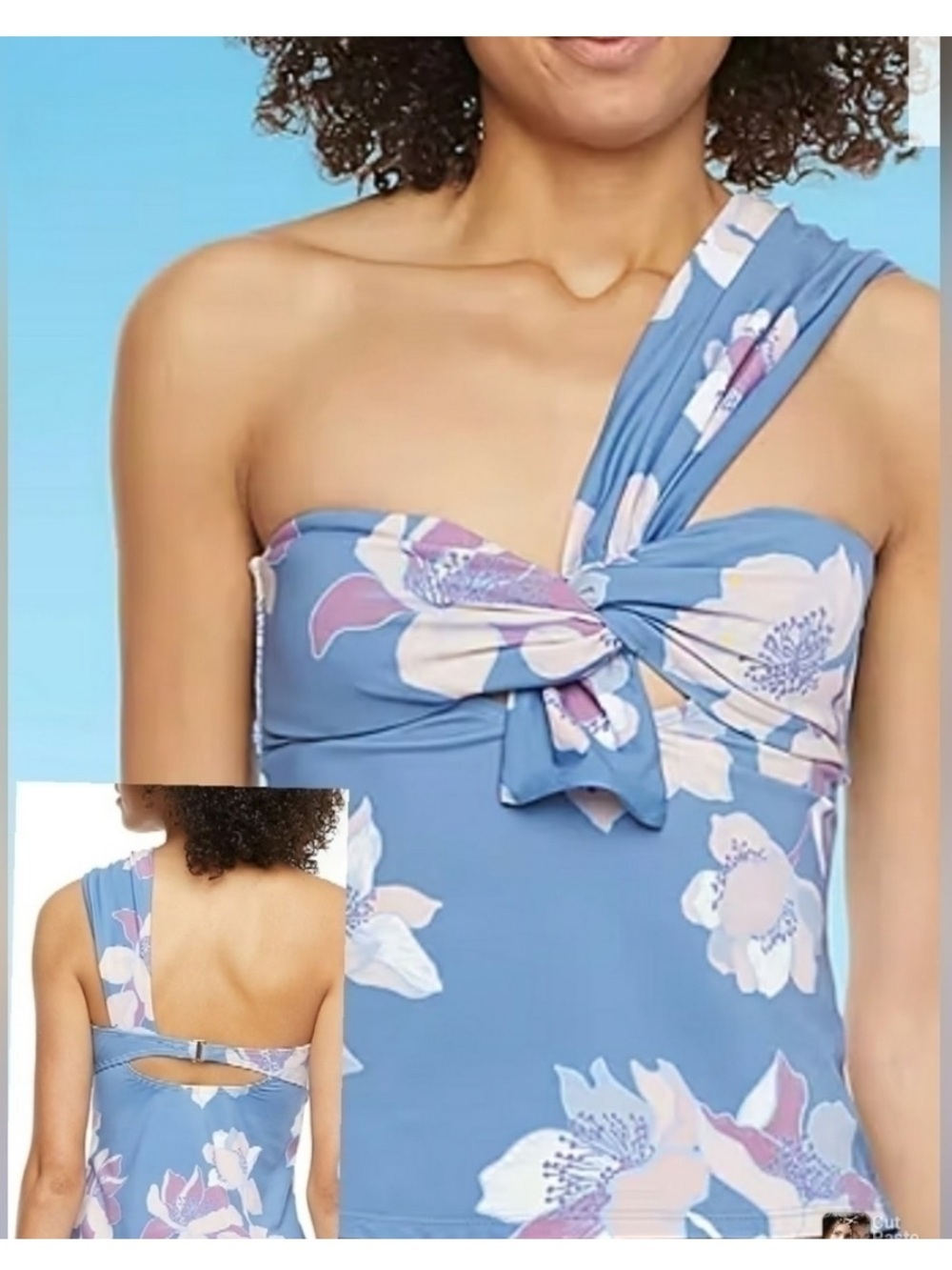 Mynah One Shoulder Twist Tankini Top Only Size XXL
